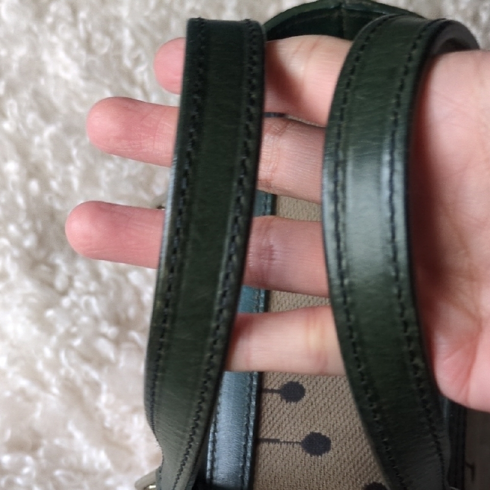 Efffy Canvas Tote Bag with Dark Green Leather Trim - Picture 7 of 11